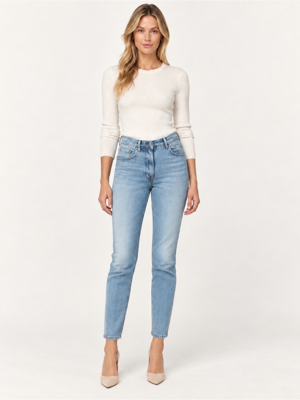 Acne Studios Bla Konst Women’s Light Wash High Rise Straight Leg Denim Jeans 27